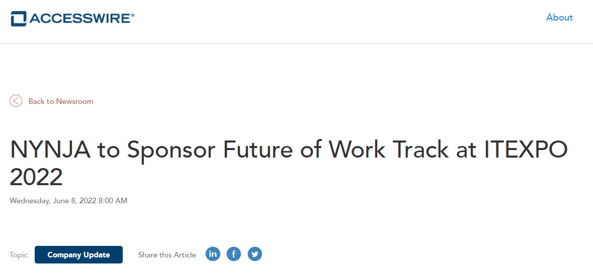 NYNJA to Sponsor Future of Work Track at ITEXPO 2022